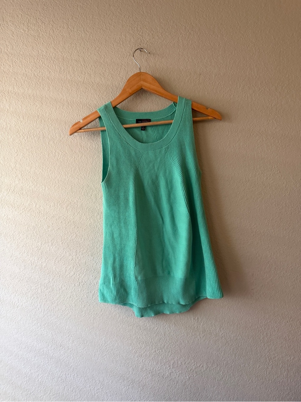 The Limited Cotton Knit Tank Mint Green Ribbed Tank Top Xs
